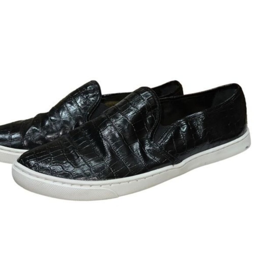 Schutz Slip-On Sneakers Womens 7.5 Black Faux Leather Crocodile Texture Casual - Picture 12 of 12